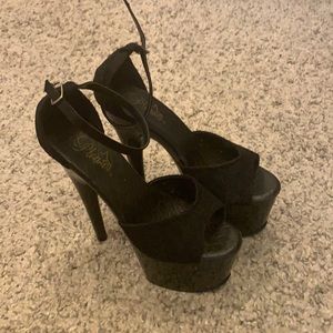 Pleaser Black Lace Heels